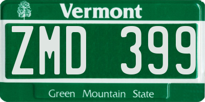 VT license plate ZMD399
