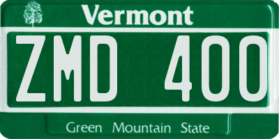 VT license plate ZMD400