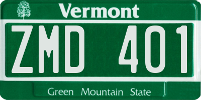 VT license plate ZMD401