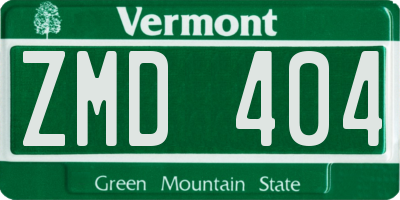 VT license plate ZMD404