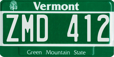 VT license plate ZMD412