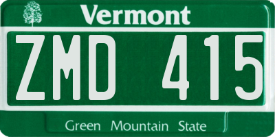 VT license plate ZMD415