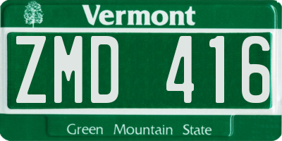 VT license plate ZMD416