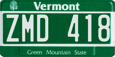 VT license plate ZMD418