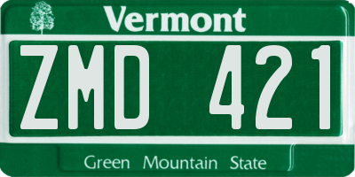 VT license plate ZMD421