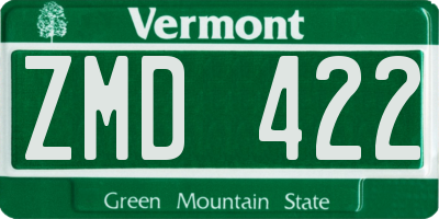 VT license plate ZMD422