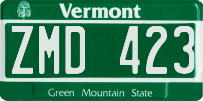 VT license plate ZMD423