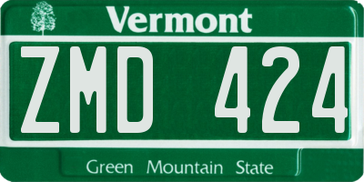 VT license plate ZMD424