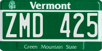 VT license plate ZMD425