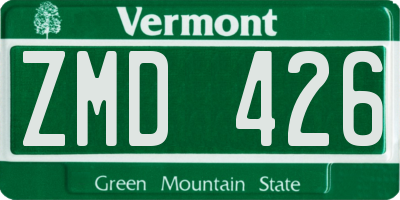 VT license plate ZMD426