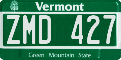 VT license plate ZMD427