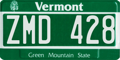 VT license plate ZMD428