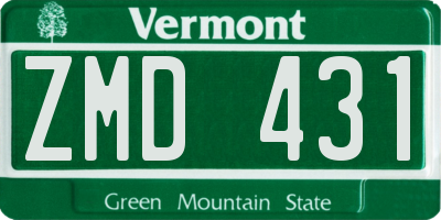 VT license plate ZMD431