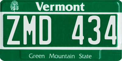 VT license plate ZMD434
