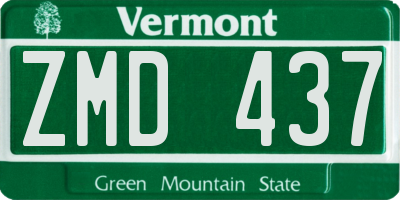 VT license plate ZMD437