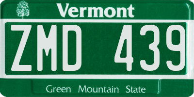 VT license plate ZMD439