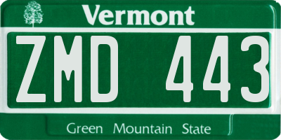 VT license plate ZMD443