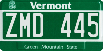 VT license plate ZMD445