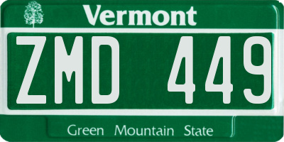 VT license plate ZMD449