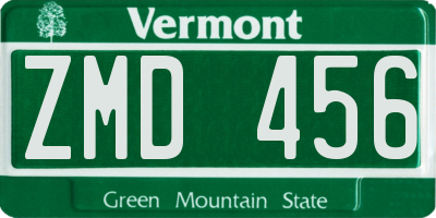 VT license plate ZMD456