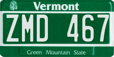 VT license plate ZMD467