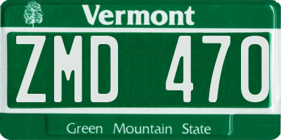 VT license plate ZMD470