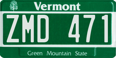 VT license plate ZMD471