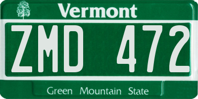 VT license plate ZMD472