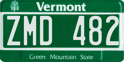 VT license plate ZMD482