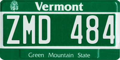 VT license plate ZMD484