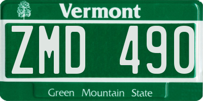VT license plate ZMD490