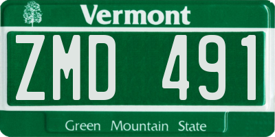 VT license plate ZMD491