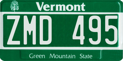 VT license plate ZMD495