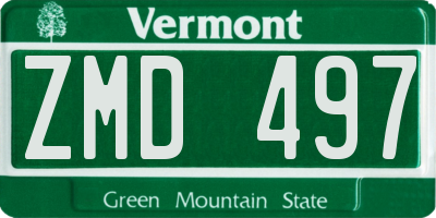 VT license plate ZMD497