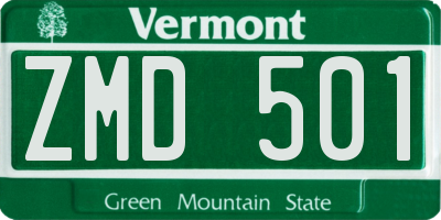 VT license plate ZMD501