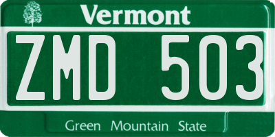 VT license plate ZMD503