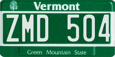 VT license plate ZMD504