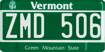 VT license plate ZMD506