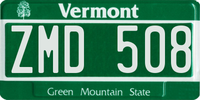 VT license plate ZMD508