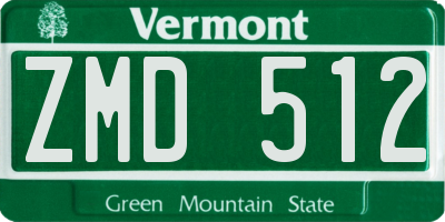 VT license plate ZMD512