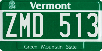 VT license plate ZMD513
