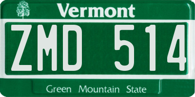 VT license plate ZMD514