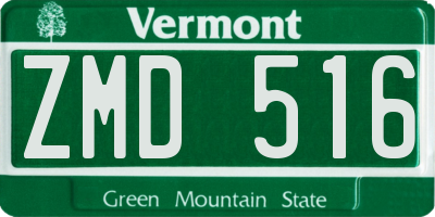 VT license plate ZMD516