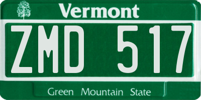 VT license plate ZMD517