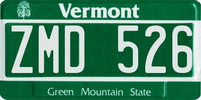 VT license plate ZMD526