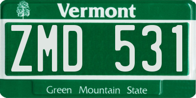 VT license plate ZMD531