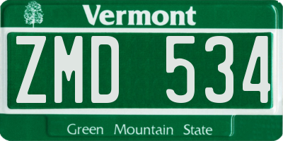 VT license plate ZMD534