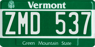 VT license plate ZMD537