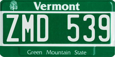 VT license plate ZMD539
