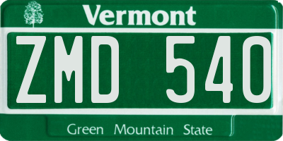 VT license plate ZMD540